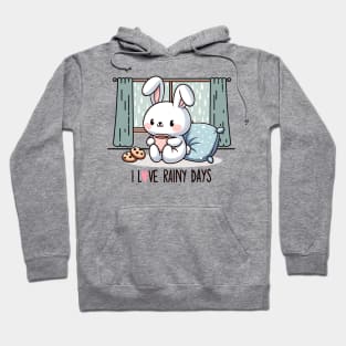 I Love Rainy Days. Cozy Rabbit. Hoodie